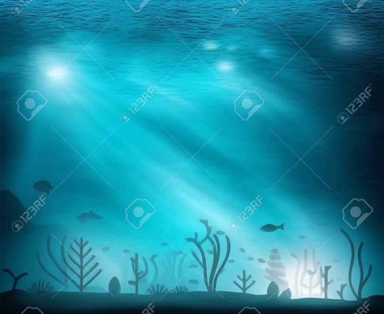Escena submarina del océano.