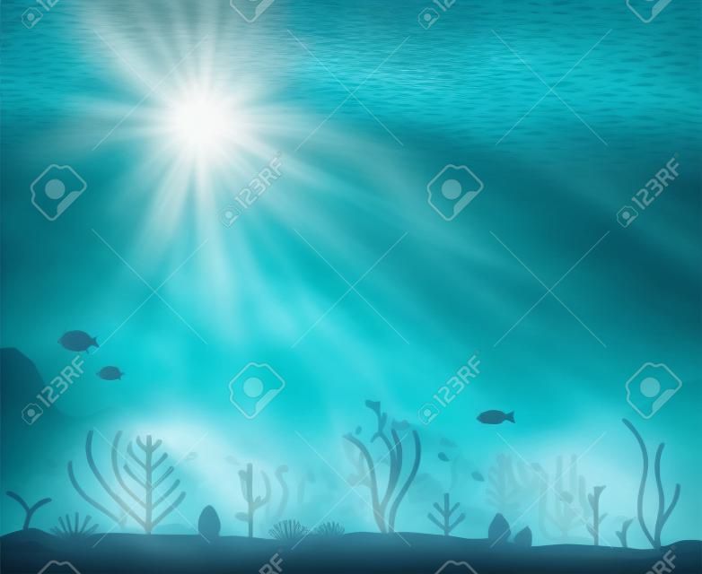Escena submarina del océano.