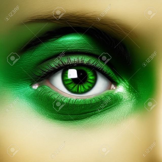 Woman green eye close up