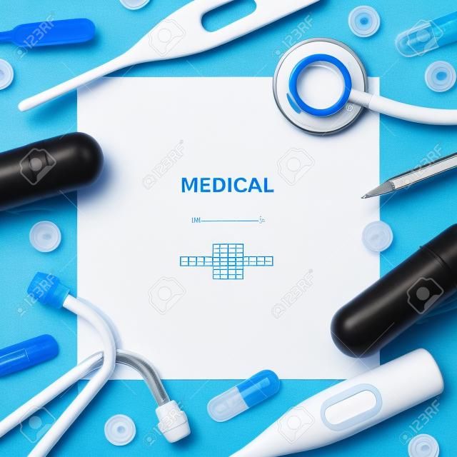 Medical template with medicine equipment