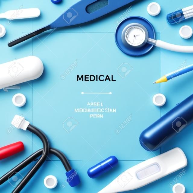 Medical Vorlage mit Medizin-Ausrüstung
