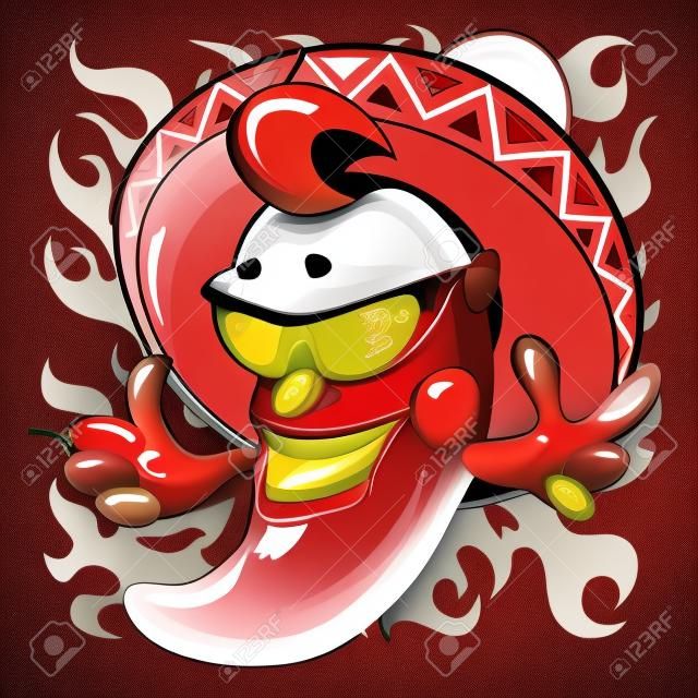 Illustration of  cartoon red hot peper