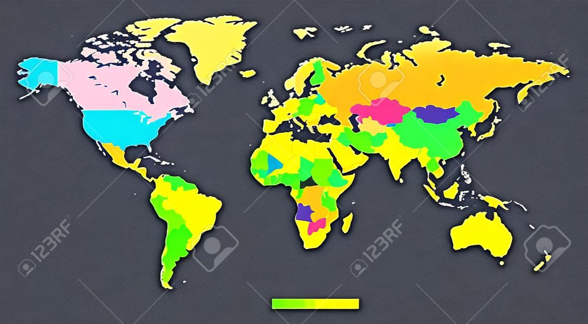 Worldmap a szivárvány színeiben. Vektoros illusztráció.