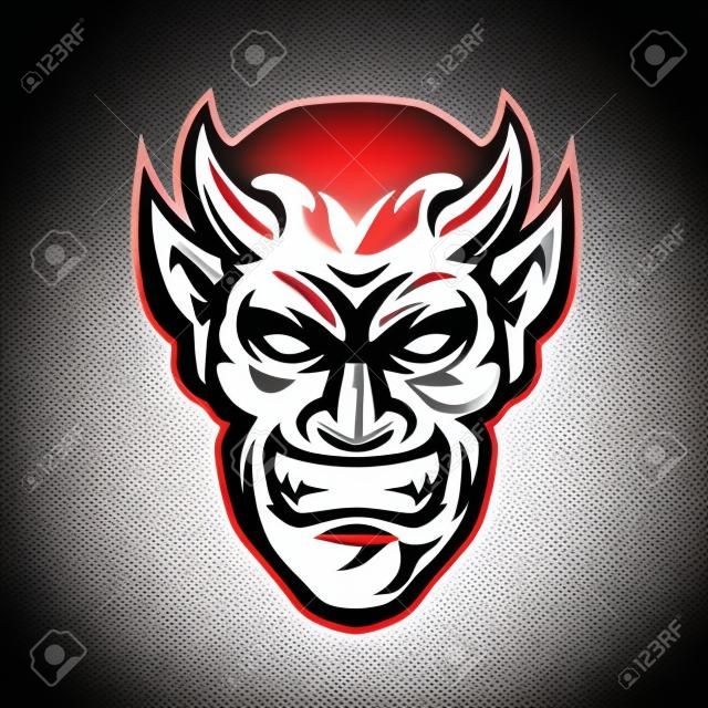 Kopf-Teufel-Maskottchen-Logo-Gaming-Illustration
