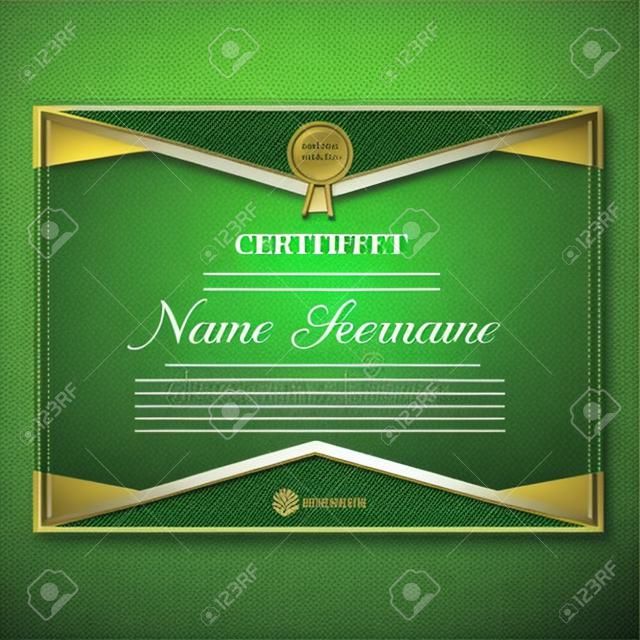 Beautiful certificate template design with best award symbol in green edges vector illustration