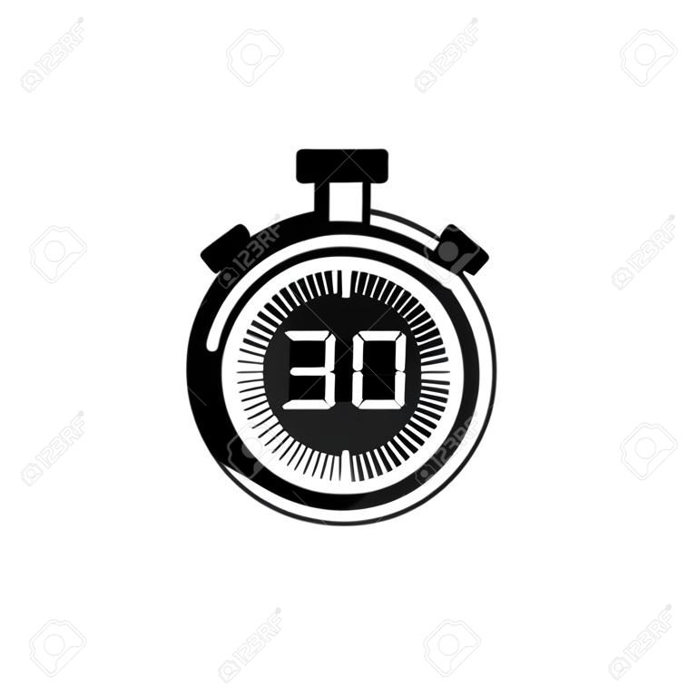 The 30 seconds, stopwatch vector icon, digital timer. Clock and watch, timer, countdown symbol