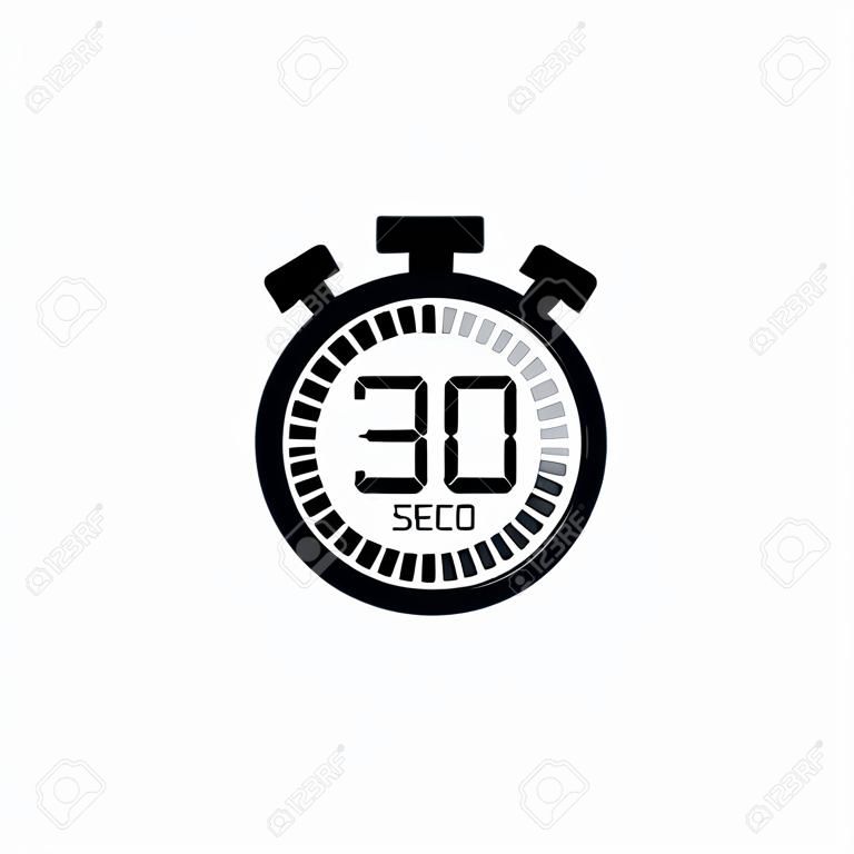 30秒、ストップウォッチベクトルアイコン、デジタルタイマー。時計と時計、タイマー、カウントダウンシンボル