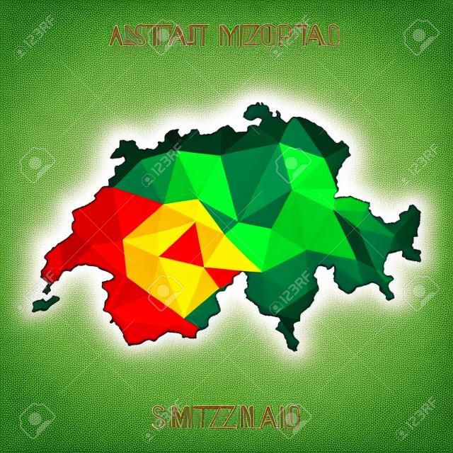 Switzerland map in geometric polygonal, mosaic style.Abstract tessellation, modern design background.