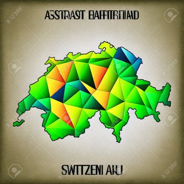 Mappa di Svizzera in geometriche poligonali, mosaico di stile. Tessellation astratta, sfondo di design moderno.