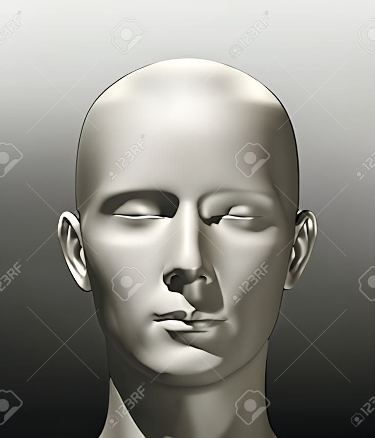 Illustrazione di rendering 3D di una testa umana