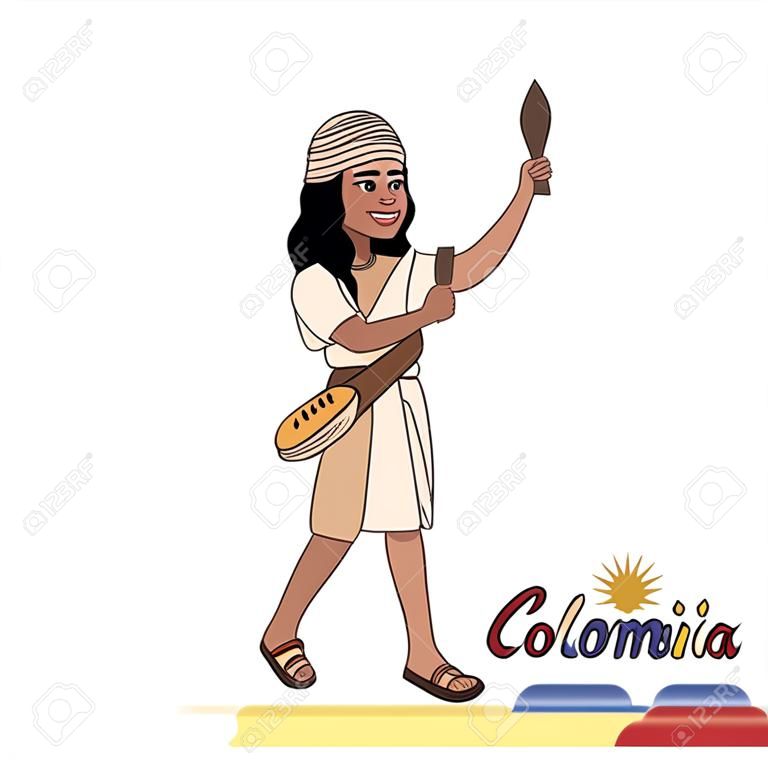 Indigenous of the Sierra Nevada. Colombian culture - Vector illustration