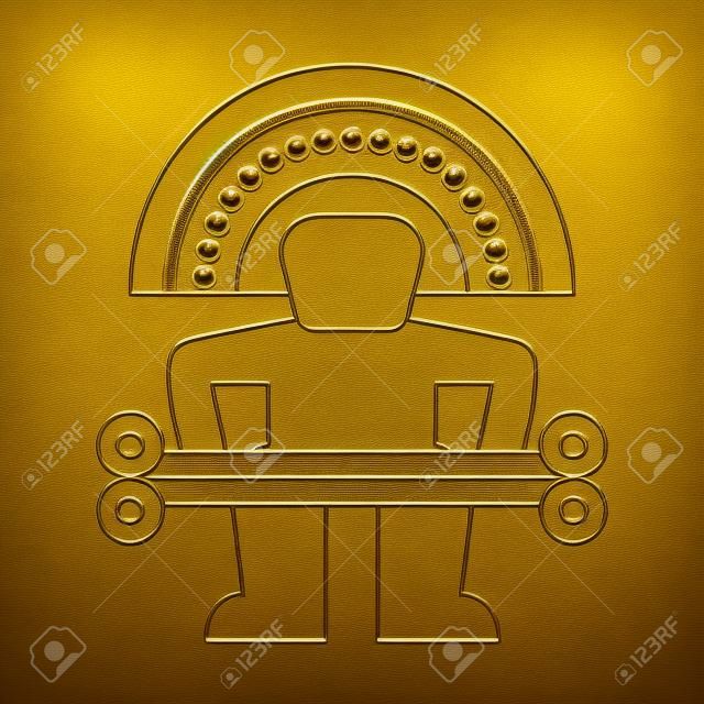 Isolated gold sculpture Pre-Columbian art Vector illustration