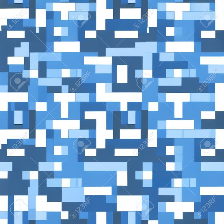 Pixel Camo Seamless Pattern. Fashion Blue Trendy Camouflage for