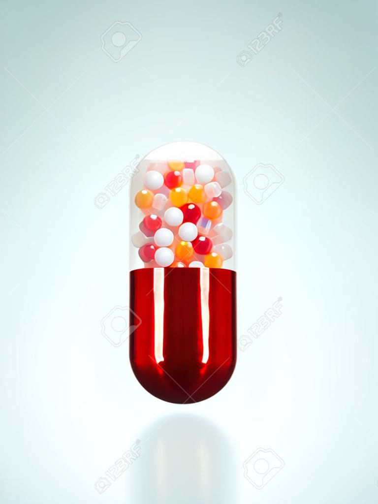 Red And Transparent Pill Capsule