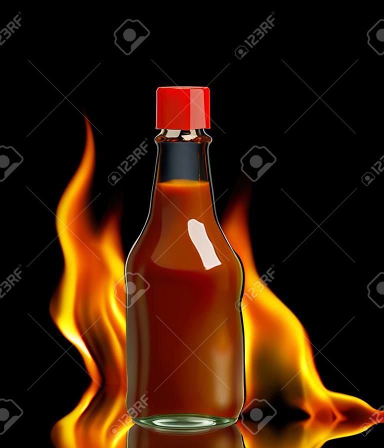 Hot chili sauce in flame