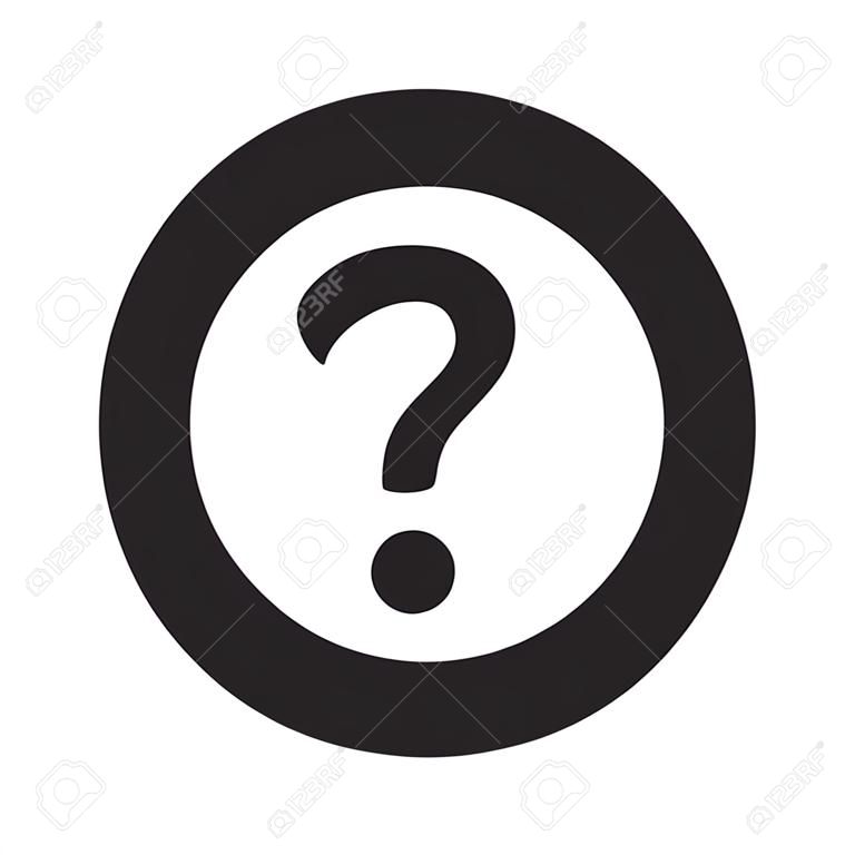 Flache schwarz Fragezeichen Web-Symbol im Kreis auf weißem Hintergrund