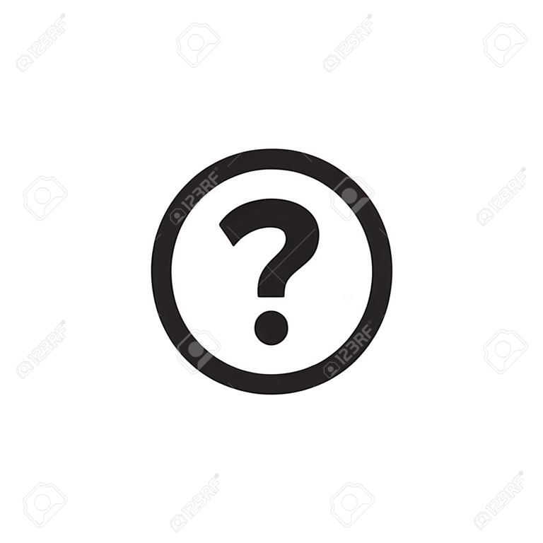 Flache schwarz Fragezeichen Web-Symbol im Kreis auf weißem Hintergrund