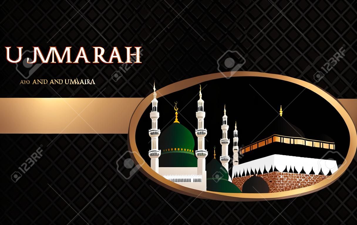 concetto di banner hajj e umrah con design di lusso e moschea