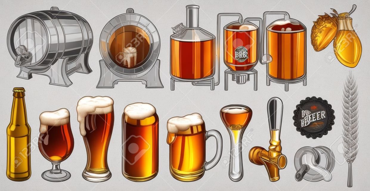 Conjunto de objetos de cerveja