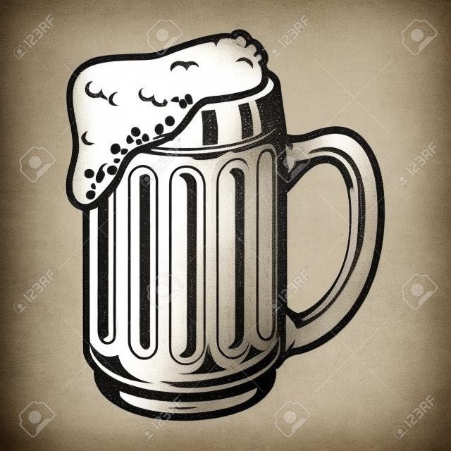 Vintage monochrome beer mug template