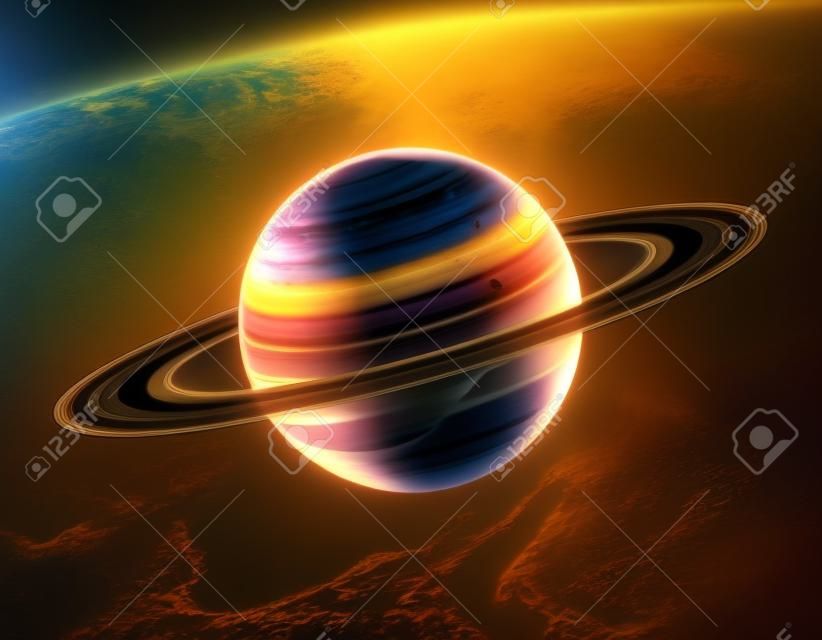 Vintage Satürn gezegeni kavramı