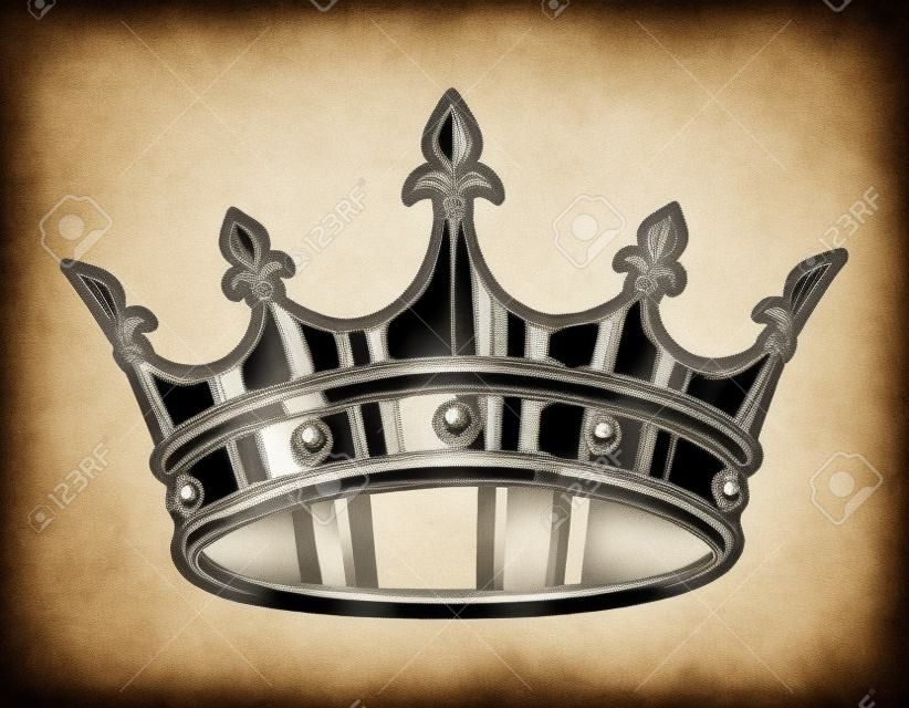 Vintage monochrome royal crown template
