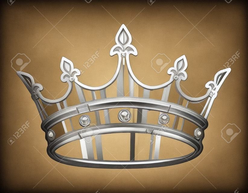 Vintage monochromatyczny szablon korony królewskiej