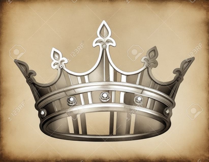 Старинный монохромный шаблон королевской короны