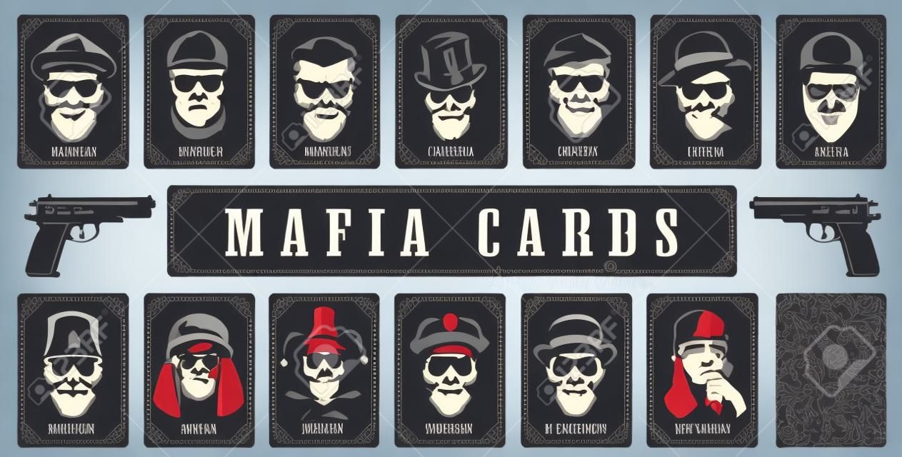 Carte per il gioco della mafia. Illustrazione vettoriale
