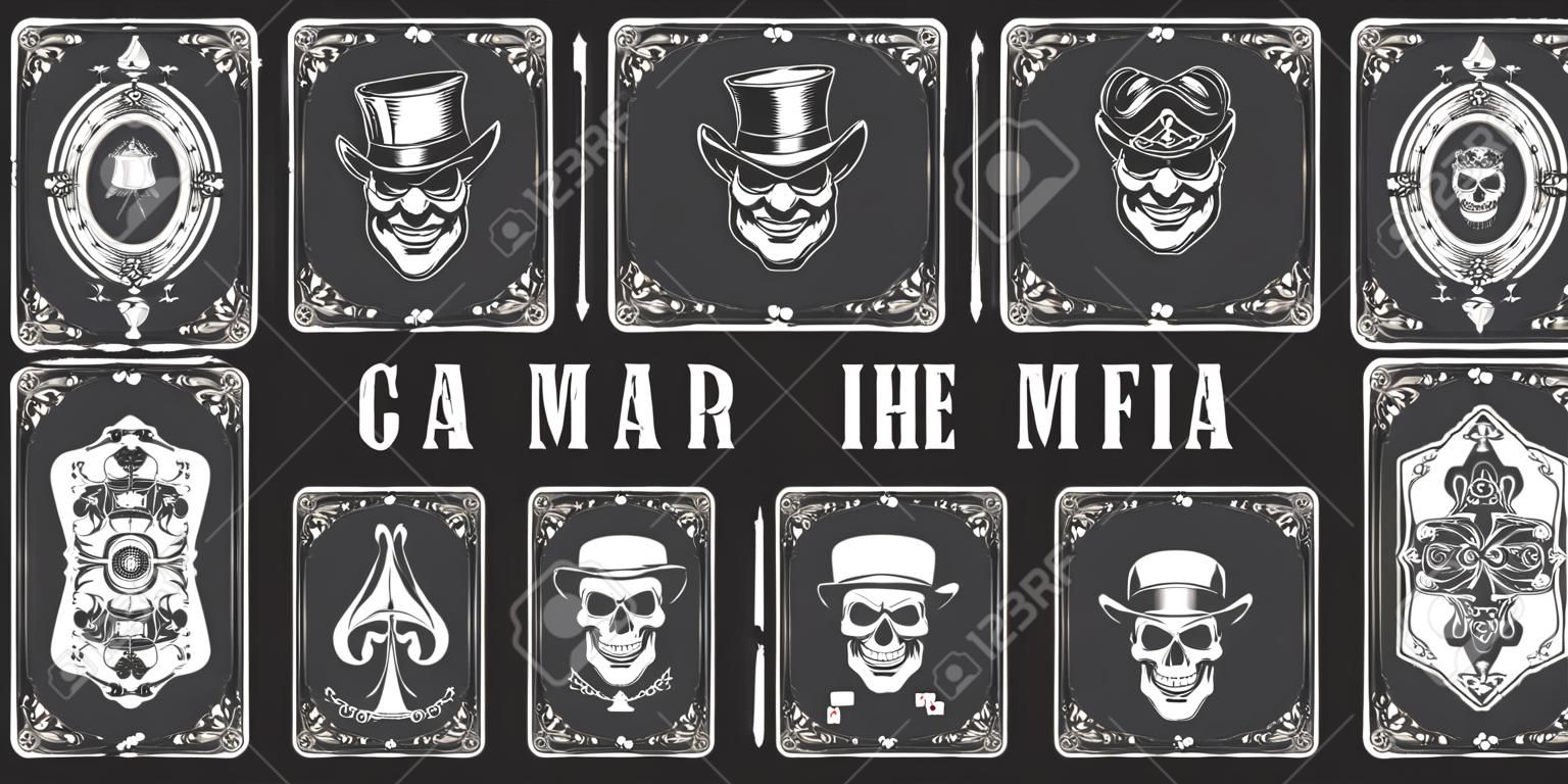 Karten für das Mafia-Spiel. Vektor-Illustration
