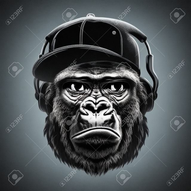 Голова гориллы в монохромном стиле