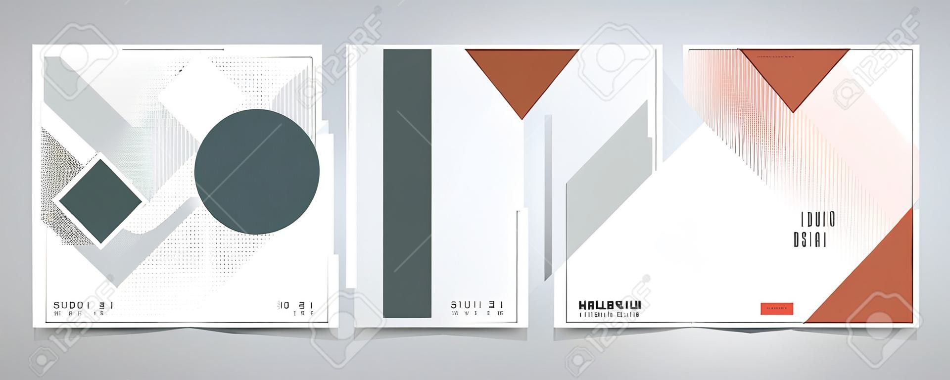 Projeto minimalista abstrato da geometria com conjunto de brochura do projeto do meio-tom. Decore para o cartaz, a brochura, o cartão, a cópia, a cópia.