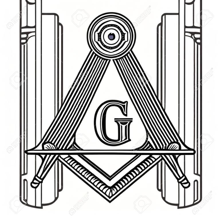Vrijmetselarij Emblem Icon Logo. Vector illustratie