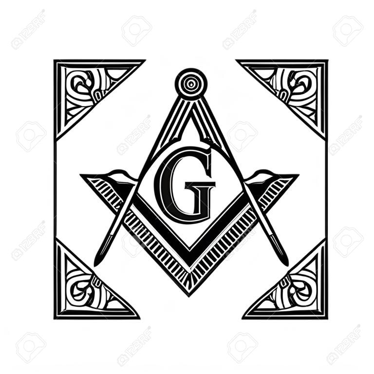 Logotipo masónico masonería Emblema del icono. Ilustración vectorial