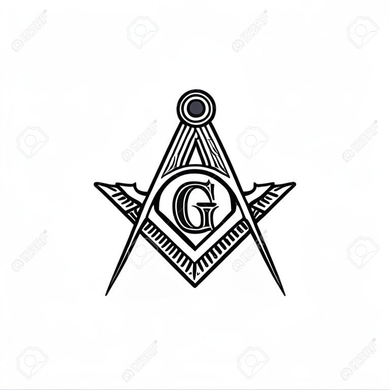 Masoneria masoński godło ikona logo. Ilustracji wektorowych