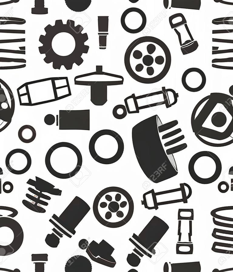 Auto Car Spare Parts Seamless Pattern Background. Vector illustration