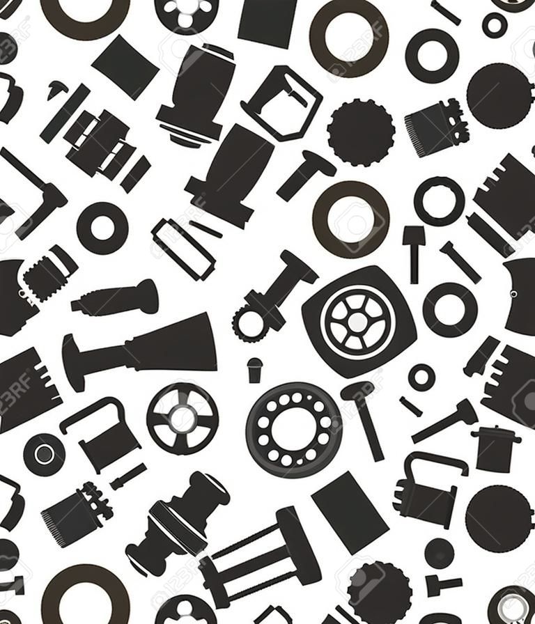 Auto Car Spare Parts Seamless Pattern Background. Vector illustration