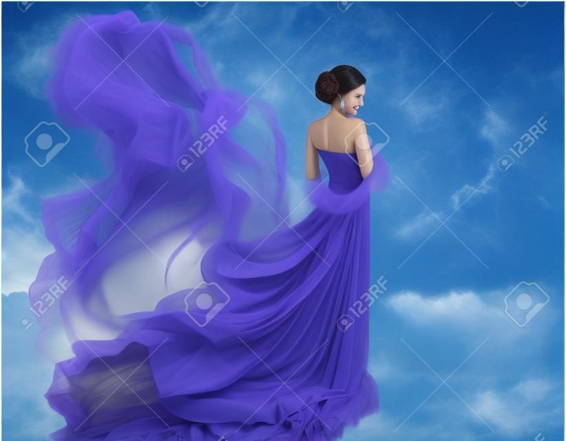 Women Fantasy Flying Gown, Waving Dress Blowing on Wind