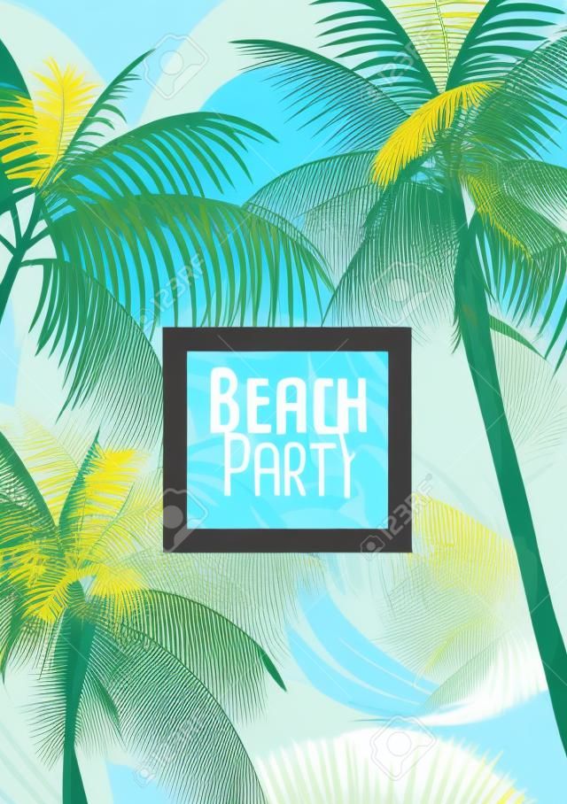 Tropical Background with Palm Tree - Vector Illustration