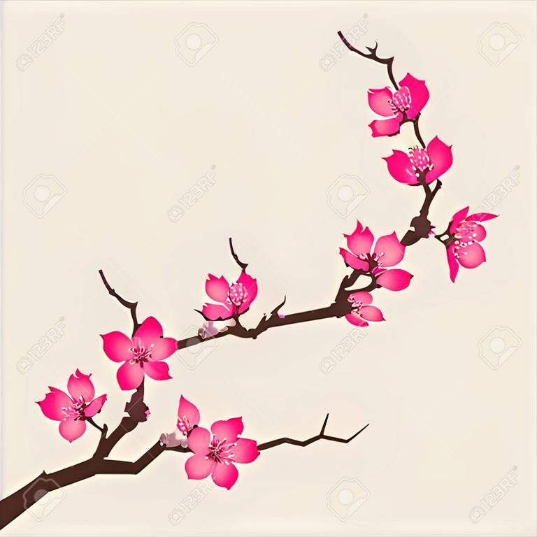 Card with stylized cherry blossom flowers 