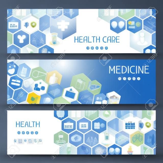 Medical and health care horizontal banners.
