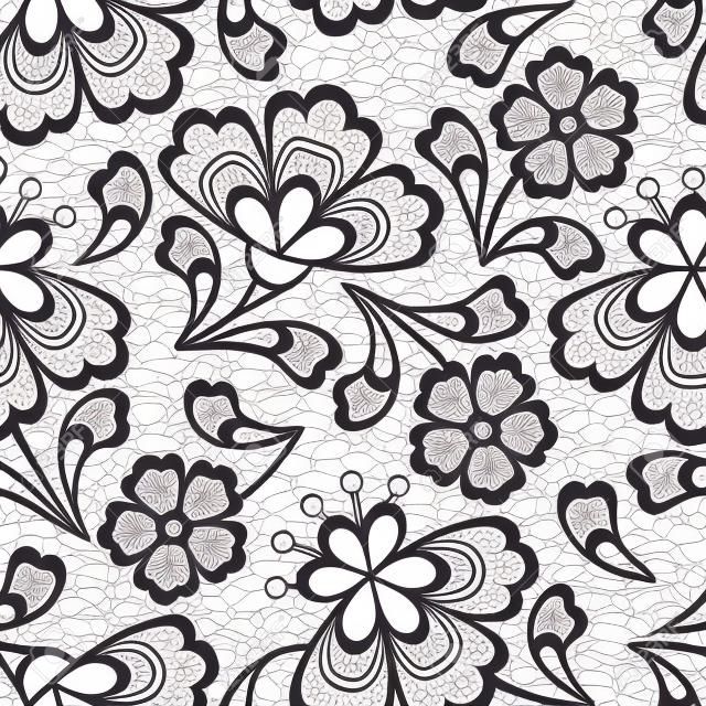 올드 레이스 원활한 패턴, 장식 꽃. 벡터 텍스처.