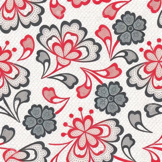 Old lace seamless pattern, ornamental flowers. Vector texture.