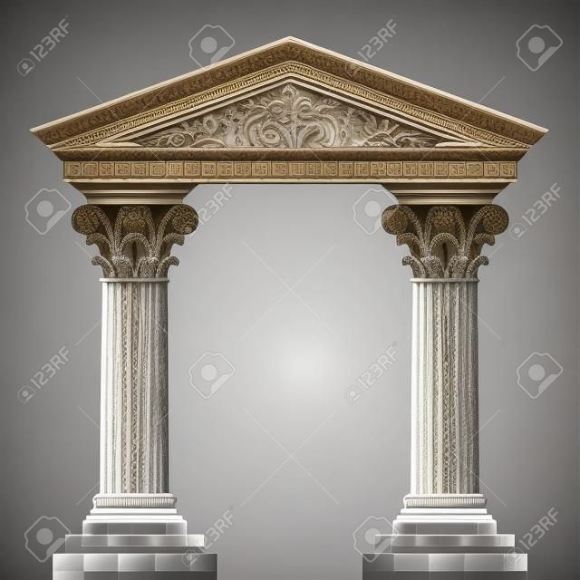 科林斯逼真的仿古希臘神廟的柱子