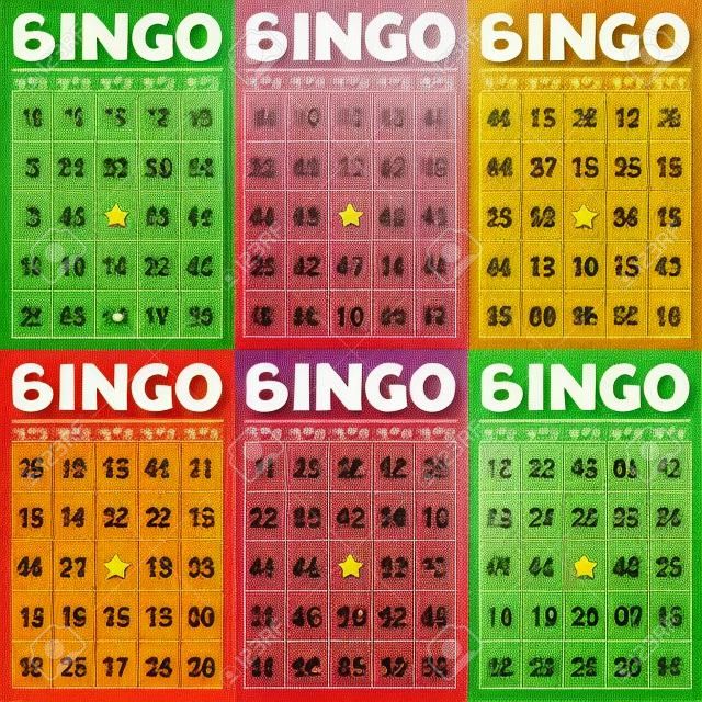 Набор ретро бинго или лотерейных карт для игры.