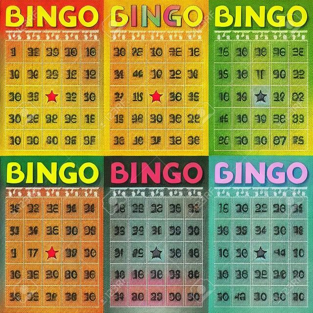 Insieme di retro bingo o lotteria carte per il gioco.