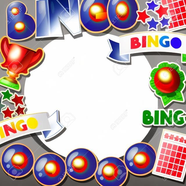 Bingo or lottery game background with balls and cards.