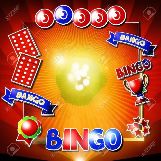 Bingo o lotteria sfondo con le palle e le carte.