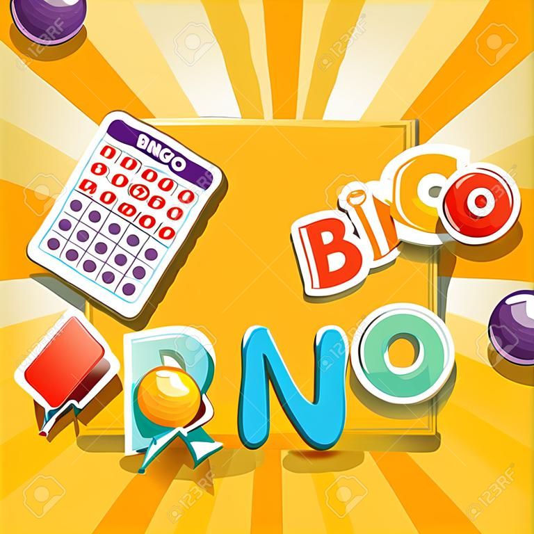 Bingo oder Lotteriespiel Hintergrund mit Kugeln und Karten.