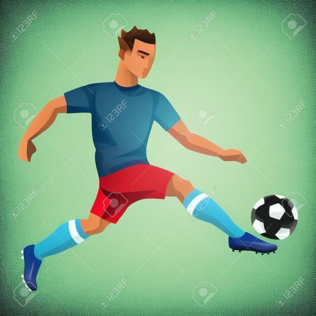 Jugador de fútbol con pelota. Ilustración de fútbol de los deportes.